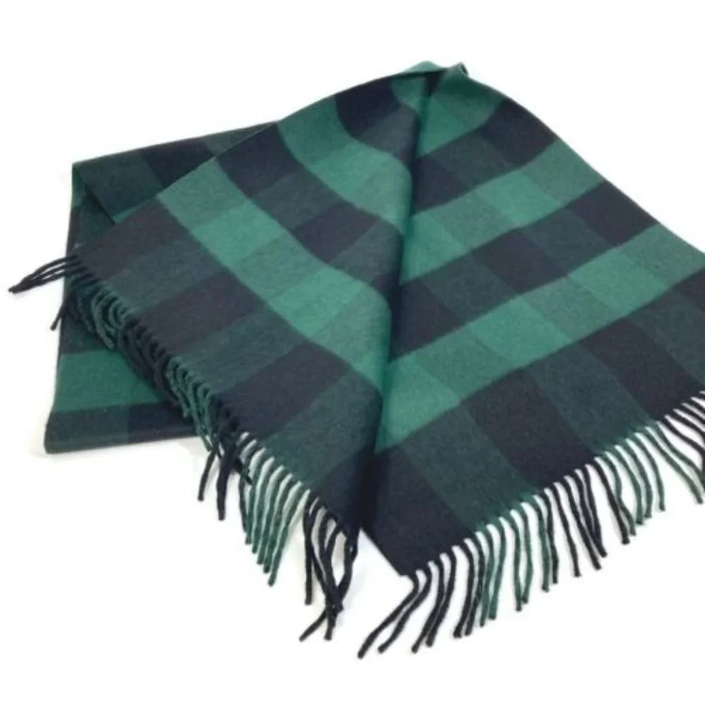 DIOR 95CHE200100 Logo fringe Large format shawl Scarf wool / Angola Green/Black